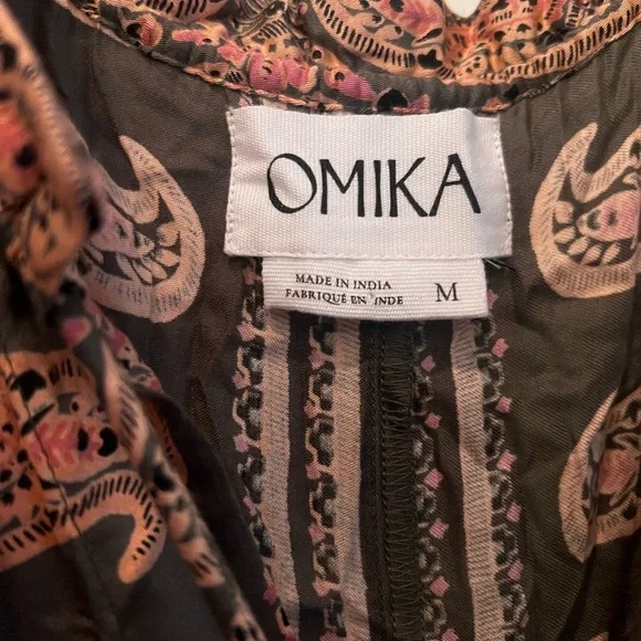 Anthropologie Omika Paola Maxi Dress, Size M, Pink & Olive Green, Boho, Pockets - Picture 6 of 10